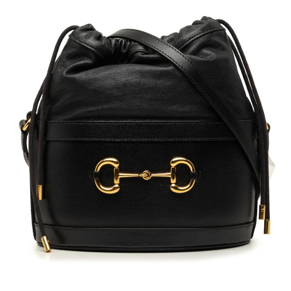Gucci Horsebit 1955 Bucket Bag, Crossbody Shoulder 602118, Black Leather, Wom...